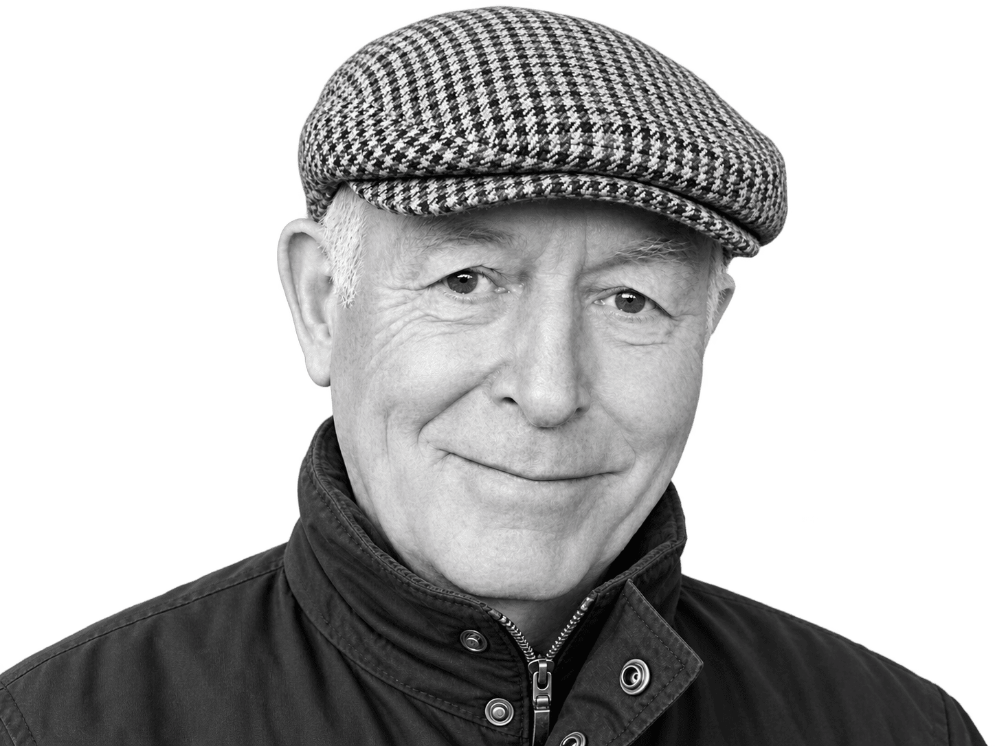 Black-and-white portrait of Martin Hiles, Advisor for Ghanaian Development and Partnerships to the Kente Registry